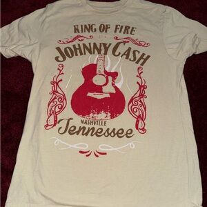 Johnny cash graphic tee youth unisex beige red 10/12